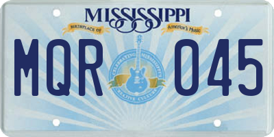 MS license plate MQR045