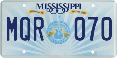MS license plate MQR070