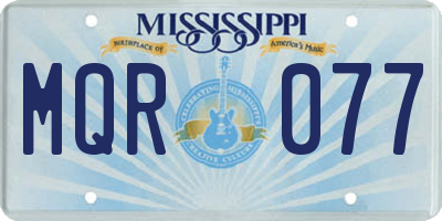MS license plate MQR077