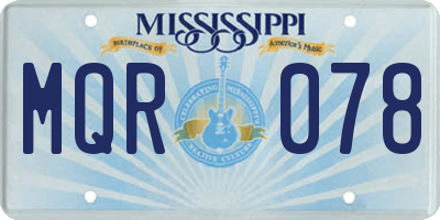 MS license plate MQR078