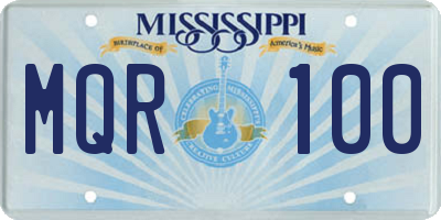 MS license plate MQR100
