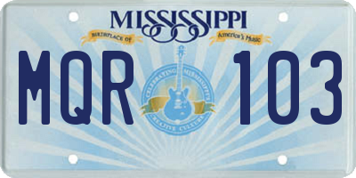MS license plate MQR103