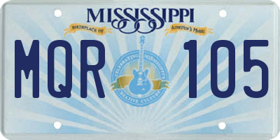MS license plate MQR105