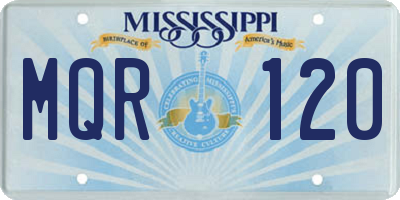 MS license plate MQR120
