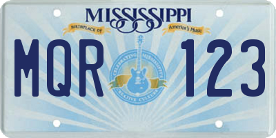 MS license plate MQR123