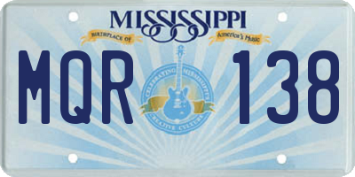 MS license plate MQR138