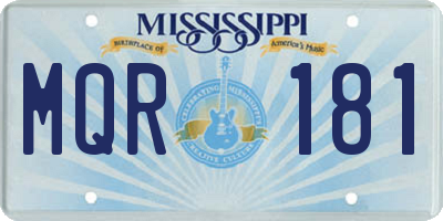 MS license plate MQR181