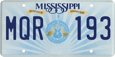 MS license plate MQR193