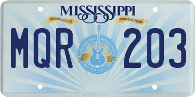 MS license plate MQR203
