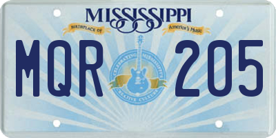 MS license plate MQR205