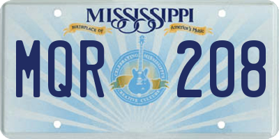 MS license plate MQR208