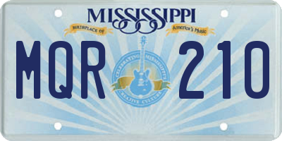 MS license plate MQR210