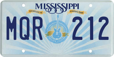 MS license plate MQR212
