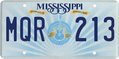 MS license plate MQR213