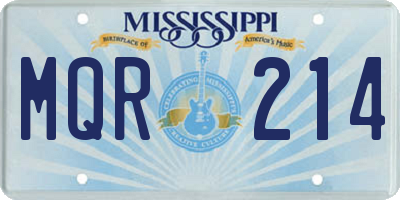 MS license plate MQR214