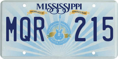 MS license plate MQR215