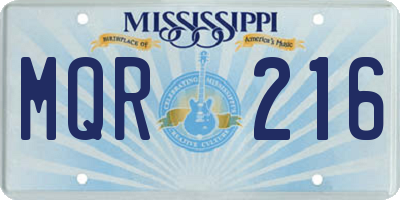 MS license plate MQR216