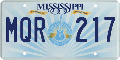 MS license plate MQR217