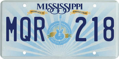 MS license plate MQR218