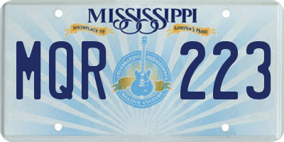 MS license plate MQR223