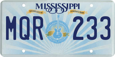 MS license plate MQR233