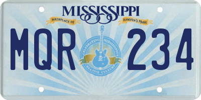 MS license plate MQR234