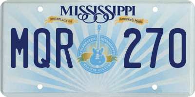 MS license plate MQR270