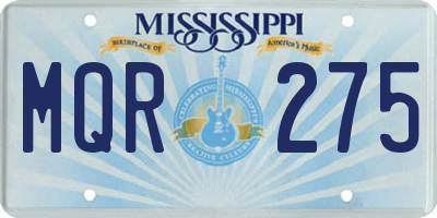MS license plate MQR275