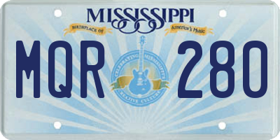 MS license plate MQR280