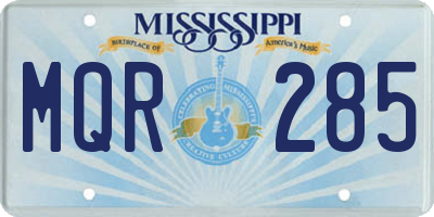 MS license plate MQR285