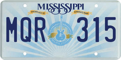 MS license plate MQR315