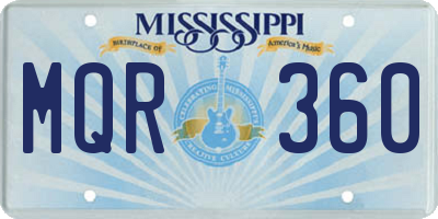 MS license plate MQR360