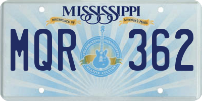 MS license plate MQR362