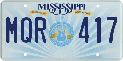 MS license plate MQR417