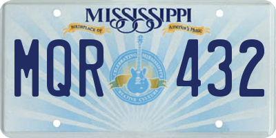 MS license plate MQR432