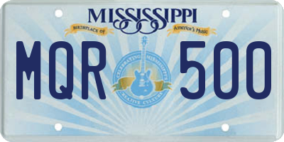 MS license plate MQR500