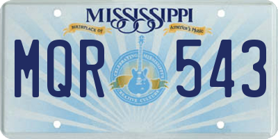 MS license plate MQR543