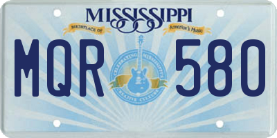 MS license plate MQR580