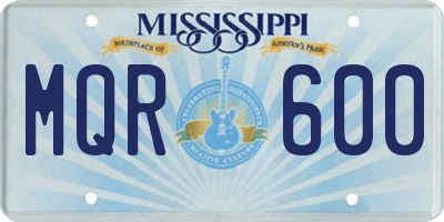 MS license plate MQR600