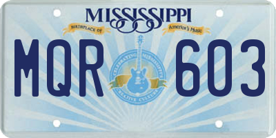 MS license plate MQR603