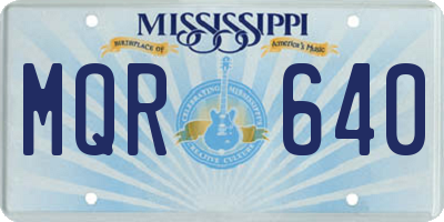 MS license plate MQR640