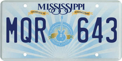 MS license plate MQR643