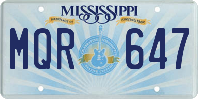 MS license plate MQR647