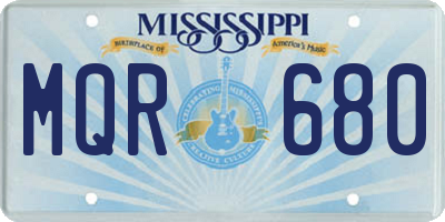 MS license plate MQR680