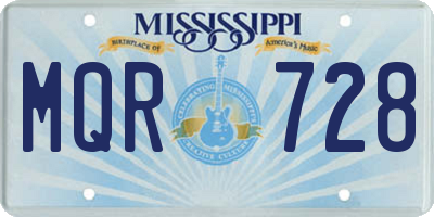 MS license plate MQR728