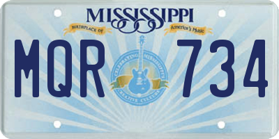 MS license plate MQR734