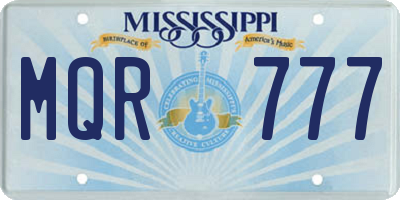 MS license plate MQR777