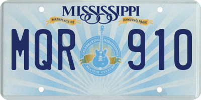 MS license plate MQR910