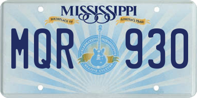 MS license plate MQR930