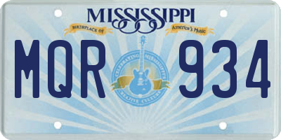 MS license plate MQR934